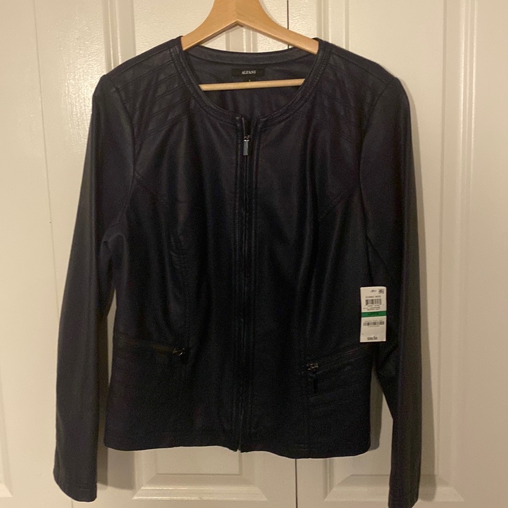 New Alfani leather jacket size L dark blue